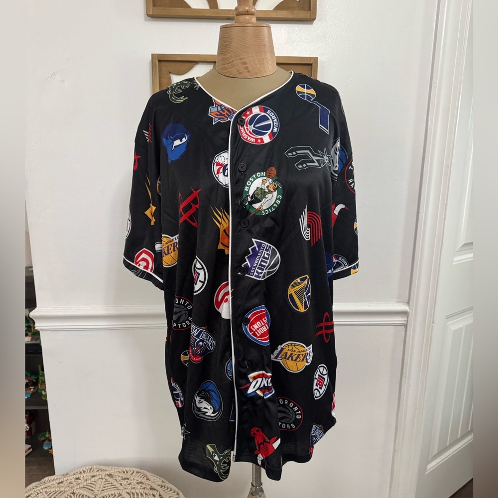 NBA Black Varsity button down with teams